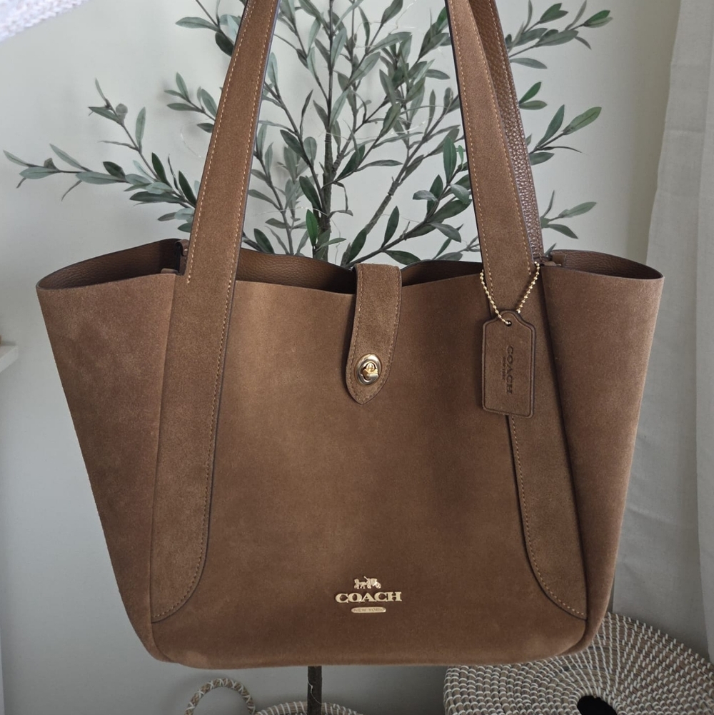 COACH Brown Suede Hadley Tote with Gold Hardware NWOT